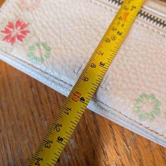 The Sak Wallet Cream Bifold zip up Purse with Front Card Fold Flap Floral Print - Picture 4 of 6